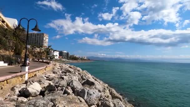 Torremolinos España Septiembre 2023 Paseo Marítimo Cerca Playa Rincón Del — Vídeos de Stock