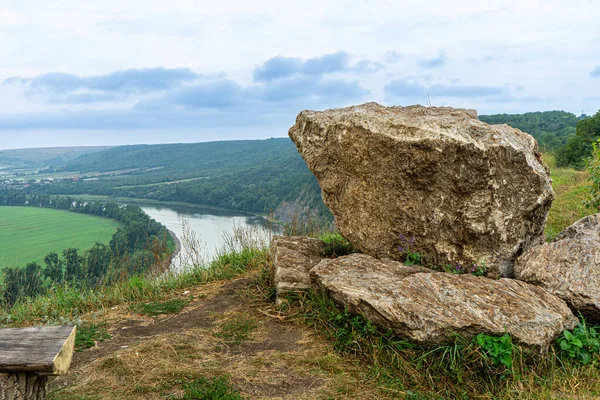 Panorama Dniester River Landscape Canyon Forest River Front Dniester River — Stock Photo, Image