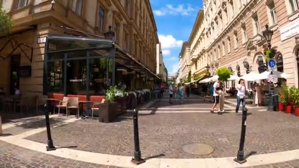 Budapest Ungern Juli 2023 Promenad Gatan Till Sankt Stefansbasilikan Romersk — Stockvideo
