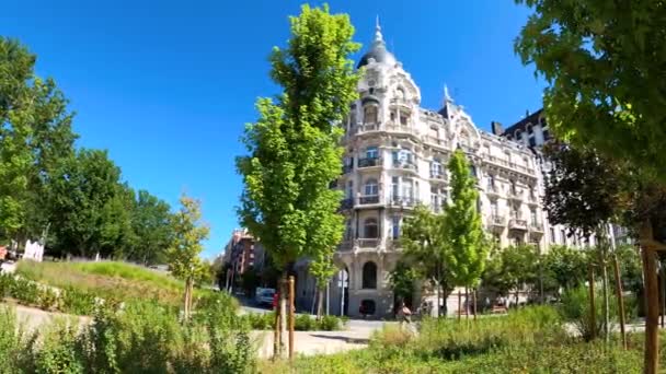 Мадрид Испания Июля 2023 Года Дом Галлардо Возле Площади Испании — стоковое видео