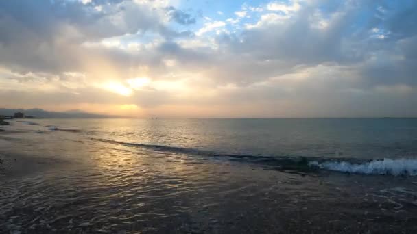 Όμορφη Ανατολή Στην Ακτή Της Μάλαγα Costa Del Sol Ισπανία — Αρχείο Βίντεο