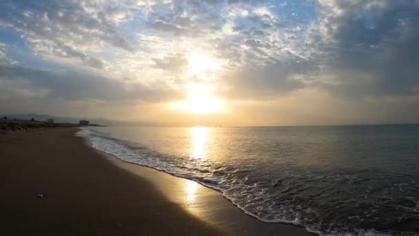 Piękny Wschód Słońca Wybrzeżu Malagi Costa Del Sol Hiszpania — Wideo stockowe
