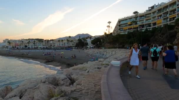 Torremolinos Spanyolország August 2023 Sunset Rincon Del Sol Beach Mediterranean — Stock videók