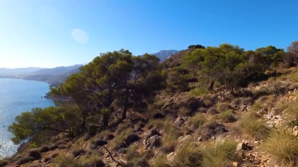Puesta Sol Sobre Mar Mediterráneo Desde Cerro Gordo Herradura Andulasia — Vídeos de Stock