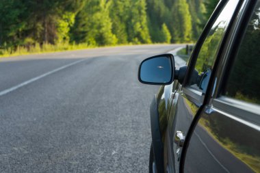 Dağ yolu sabah yaz günü, Karpat Dağları, Ukrayna