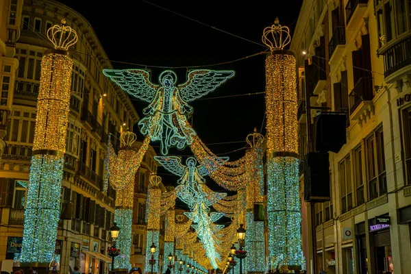 stock image MALAGA, SPAIN - December 3, 2022: Christmas decorations on Marqus de Larios street in Malaga, Spain on December 3, 2022