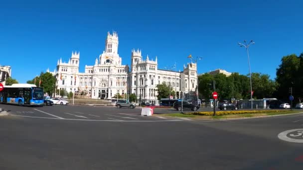 Мадрид Испания Июля 2023 Года Площадь Цибелеса Площадь Неоклассическим Комплексом — стоковое видео