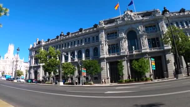 Мадрид Испания Июля 2023 Года Здание Банка Испании Banco Espana — стоковое видео