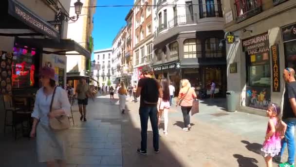 马德里 2023年7月8日 2023年7月8日 在西班牙马德里市中心的主要公共场所 步行到市长广场 — 图库视频影像