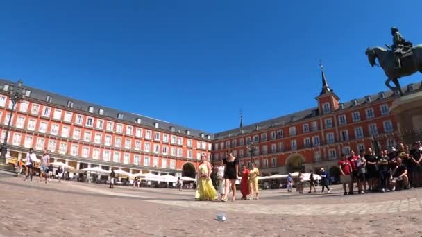 Madrid España Julio 2023 Plaza Mayor Espacio Público Importante Corazón — Vídeos de Stock