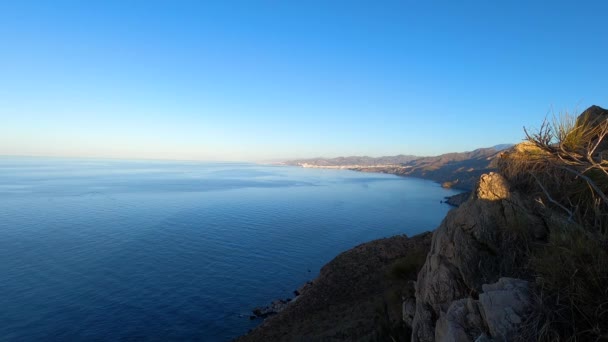 Salida Del Sol Sobre Mar Mediterráneo Desde Cerro Gordo Herradura — Vídeo de stock