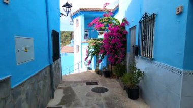 JUZCAR, İspanya - 6 Ekim 2023: Juzcar, İspanya 'daki Mavi Şirinler Köyü 6 Ekim 2023