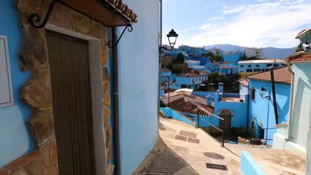 Juzcar Spain Октября 2023 Года Посещение Голубой Деревни Смурфиков Джускаре — стоковое видео