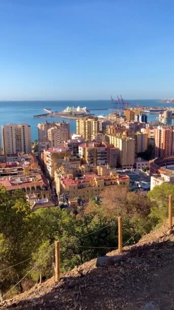 Malaga Spanya Eylül 2023 Malaga Nın Bulutlu Bir Yaz Sabahında — Stok video