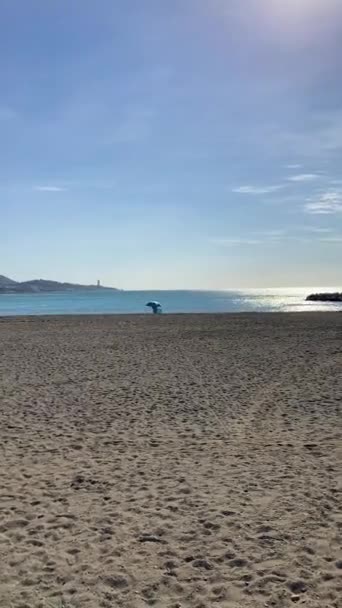 Μαλαγκα Ισπανια Σεπτεμβριου 2023 Ξεκούραση Στην Παραλία Μαλαγέτα Στη Μάλαγα — Αρχείο Βίντεο