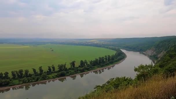 Panorama Dniester River Landscape Canyon Forest River Front Dniester River — Stock Video