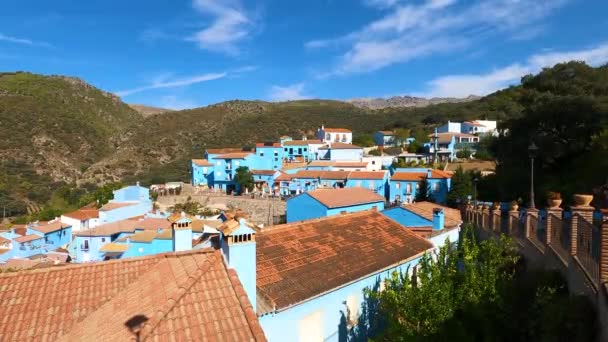 Juzcar Spain Октября 2023 Года Посещение Голубой Деревни Смурфиков Джускаре — стоковое видео