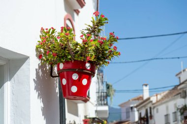 ESTEPONA, İspanya - 29 Temmuz 2023 'te İspanya' nın Estepona kentinde güneşli bir yaz gününde şehir merkezinde yürüyüş