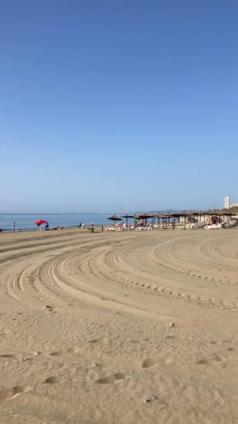 Estepona Spain July 2023 Beach Seacoast Promenade Estepona Spain July — 图库视频影像