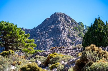 Lucero Tepesi 'ne yürüyüş yolu Tejeda, Almijara ve Alhama Doğal Dağlar Parkı.