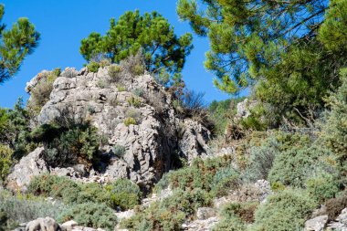 Lucero Tepesi 'ne yürüyüş yolu Tejeda, Almijara ve Alhama Doğal Dağlar Parkı.