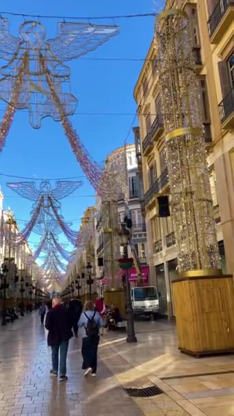 Malaga Espagne Novembre 2023 Décorations Noël Sur Centre Ville Malaga — Video