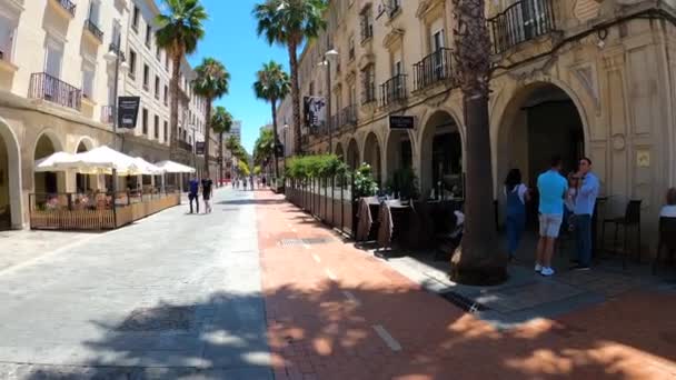 Huelva España Junio 2023 Explorando Centro Ciudad Día Verano Huelva — Vídeos de Stock