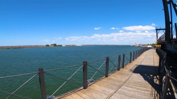 Huelva España Junio 2023 Disfrutando Vista Muelle Puerto Riotinto Huelva — Vídeo de stock