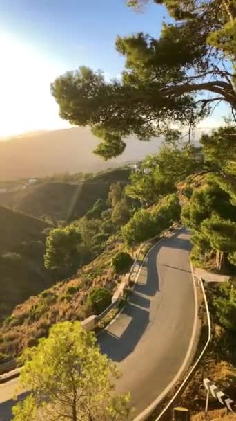 マハールの森と地中海の夕日 コスタデルソル マラガ スペイン — ストック動画