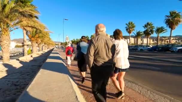 Malaga Hiszpania Listopad 2023 Turyści Przybywający Statków Wycieczkowych Celu Zbadania — Wideo stockowe