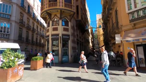 Malaga Hiszpania Listopad 2023 Turyści Przyjeżdżający Słoneczny Dzień Malagi Listopada — Wideo stockowe