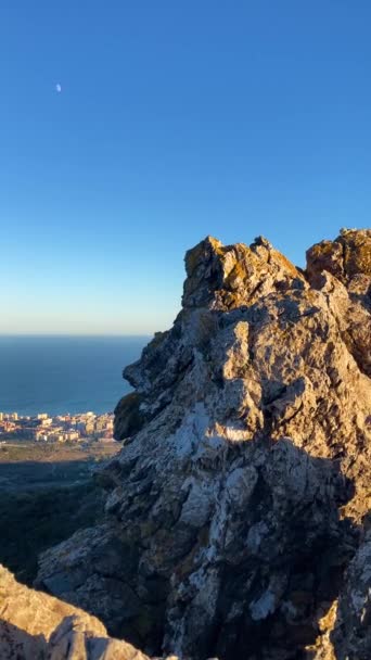 Sonnenuntergang Über Der Costa Del Sol Malaga Spanien Blick Vom — Stockvideo