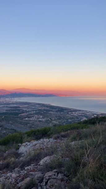 Sonnenuntergang Über Der Costa Del Sol Malaga Spanien Blick Vom — Stockvideo