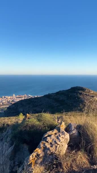 Zonsondergang Boven Costa Del Sol Malaga Spanje Panoramisch Uitzicht Vanaf — Stockvideo