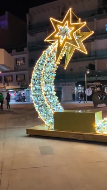 Torremolinos Spanien December 2023 Fånga Julens Festliga Charm Plaza Mayor — Stockvideo