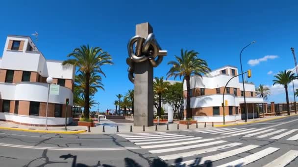 Huelva Spain June 2023 Sailor Knot Statue Nudo Marinero Huelva — Stock Video