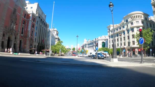 Madrid España Julio 2023 Caminando Por Calle Alcalá Hasta Plaza — Vídeos de Stock