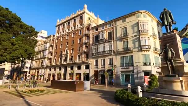 Malaga Spanyolország August 2023 Reggeli Séta Larios Utcán Malagában Spanyolországban — Stock videók
