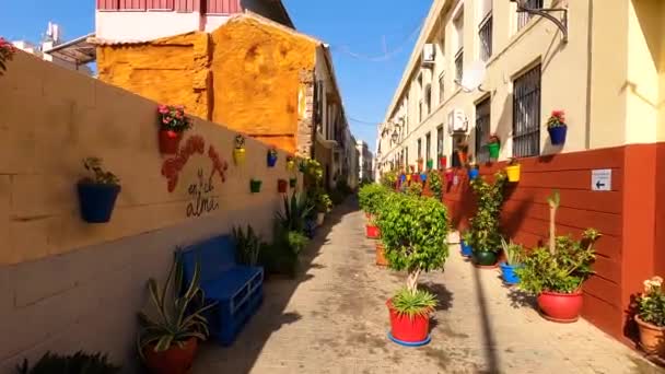 Малага Испания Августа 2023 Года Утренняя Прогулка Историческому Центру Города — стоковое видео
