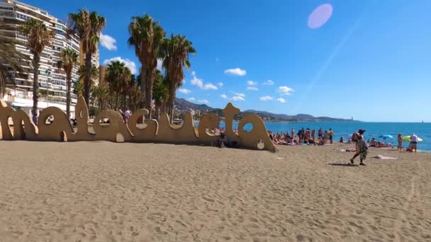 Malaga Španělsko Září 2023 Odpočinek Pláži Malageta Malaze Španělsko Září — Stock video