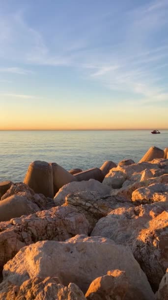 Salida Del Sol Sobre Mar Mediterráneo España Benalmádena Málaga Costa — Vídeo de stock