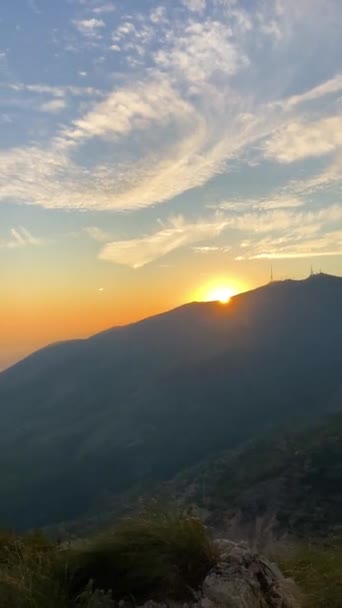 Pôr Sol Sobre Mar Mediterrâneo Fuengirola Calamorro Pico Costa Del — Vídeo de Stock