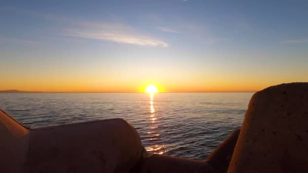 Ανατολή Ηλίου Πάνω Από Μεσόγειο Θάλασσα Benalmadena Μάλαγα Costa Del — Αρχείο Βίντεο