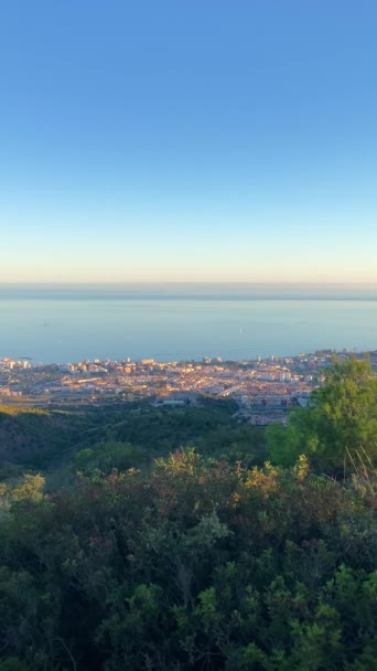Coucher Soleil Sur Costa Del Sol Malaga Espagne Vue Panoramique — Video
