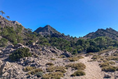 Hiking trail to Lucero peak of the Natural Park of Tejeda, Almijara and Alhama in Malaga, Andalusia, Spain clipart
