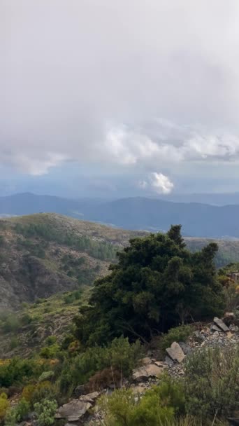 Panoramisch Uitzicht Van Wandelpad Naar Maroma Piek Onweersbui Sierra Tejeda — Stockvideo