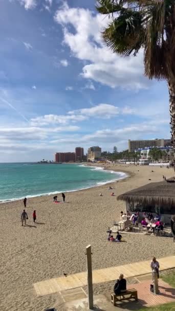 Benalmadena Spanien Januari 2024 Havspromenaden Morgonen Benalmadena Malaga Spanien Den — Stockvideo