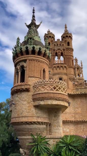 Banalmadena Ισπανια Φεβρουαριου 2023 Castillo Colomares Είναι Ένα Μνημείο Χτισμένο — Αρχείο Βίντεο