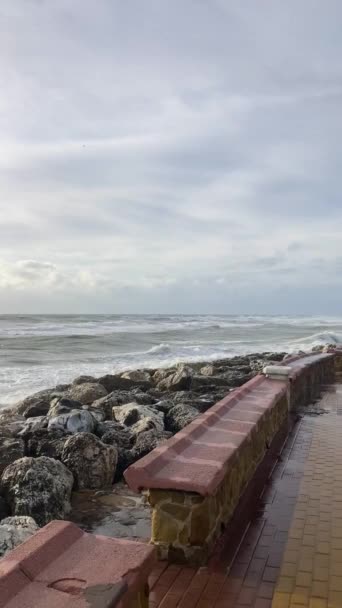 Sea Storm Torremolinos Malaga Spain — ストック動画