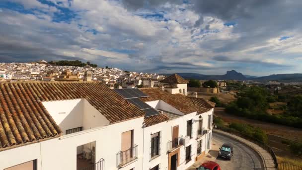 Antequera Spanien September 2023 Panoramautsikt Över Den Historiska Andalusiska Staden — Stockvideo